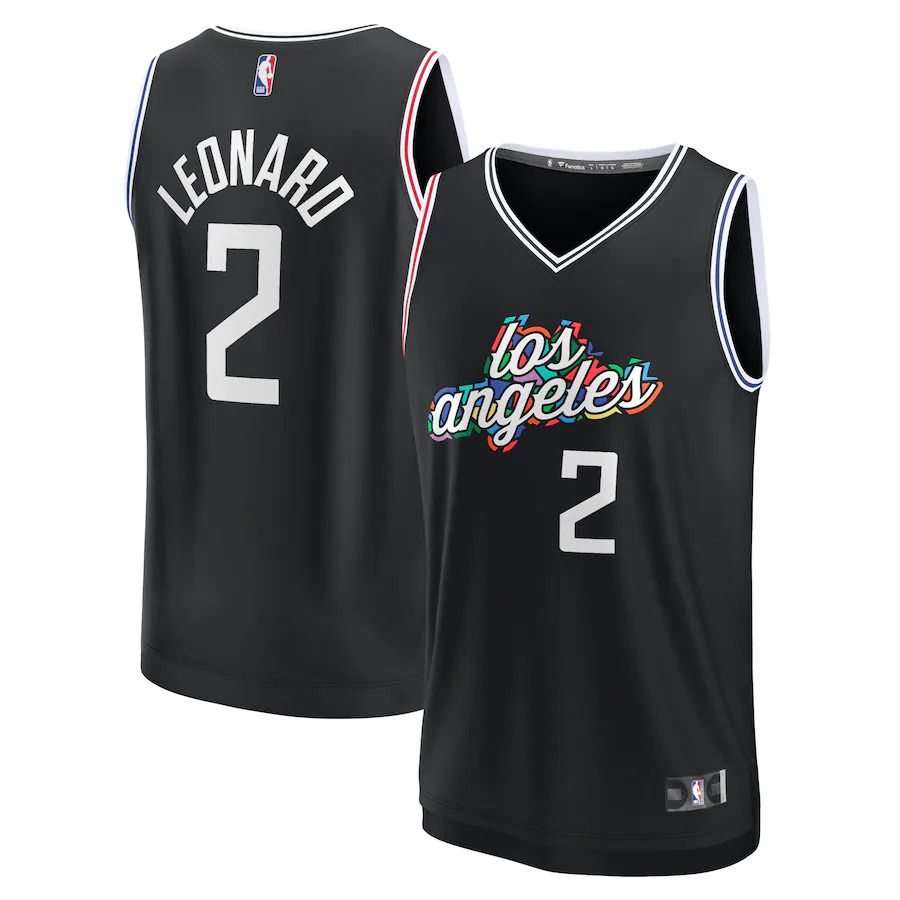 Men Los Angeles Clippers 2 Kawhi Leonard Fanatics Branded Black City Edition 2022-23 Fastbreak NBA Jersey